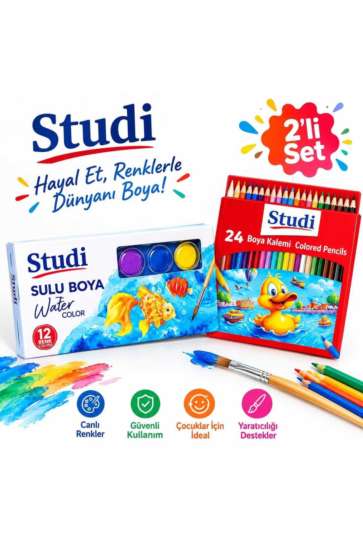 Boya Kalemi(kuru kalem)ve Sulu Boya 2'li Set